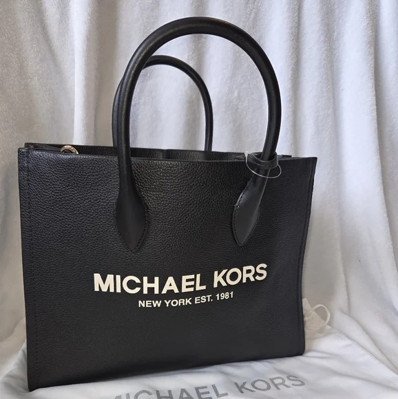 Michael Kors Mirella Leather Md Black Tote - Picture 1 of 5